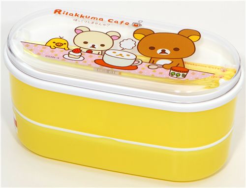 yellow-Rilakkuma-bear-Bento-Box-with-cap